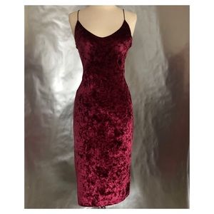 Sexy Wine Velvet Below Knee Dress